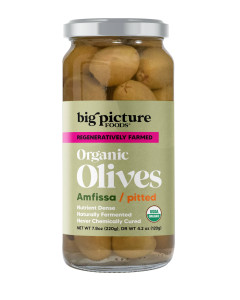 Big Picture Foods Pitted Organic Green Amfissa Olives Jar 8/7.8 OZ