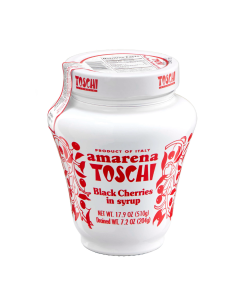 Toschi Candied Amarena Cherries in Syrup in Amphorette Jar- 18 OZ
